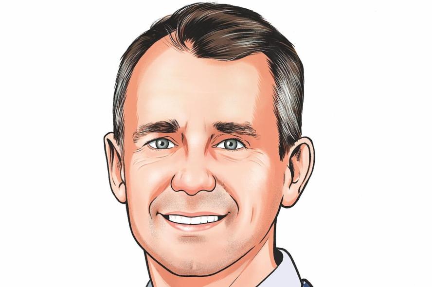 A head-and-shoulders sketch of Chris Dulla in a blue blazer